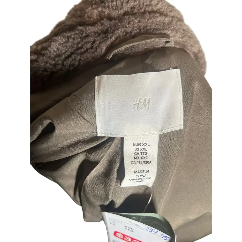 NWT H&M womens XXL faux fur long teddy coat 1108 - Picture 8 of 11